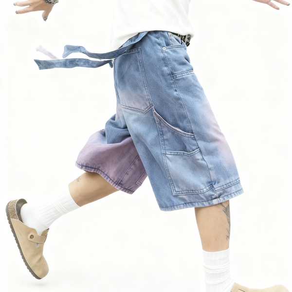 Blue & Purple Ombre Denim Cargo Shorts