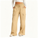 Beige Utility Cargo Wide-Leg Pants